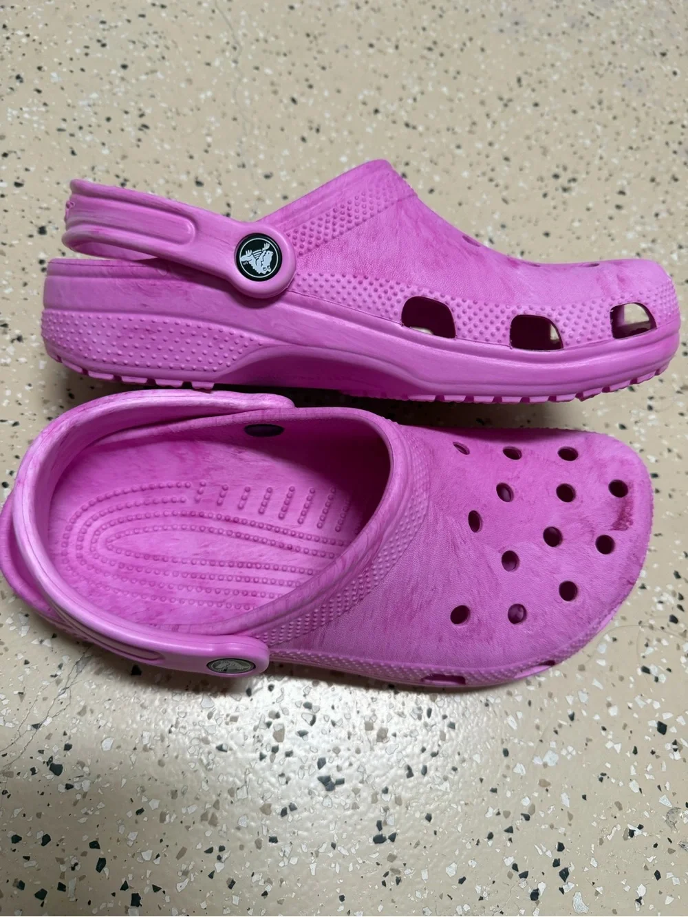 Kids Youth 6 Pink Watercolor Marble Slip-On Clog Shoes